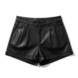 LTB Black Pleated Leather finish Shorts |size S